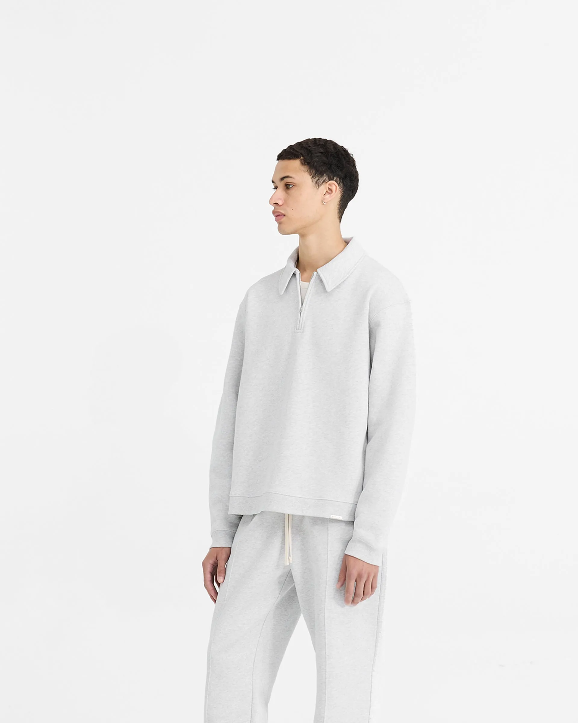 Comfy Apparel Initial Boxy Quarter Zip - Ice Grey Marl