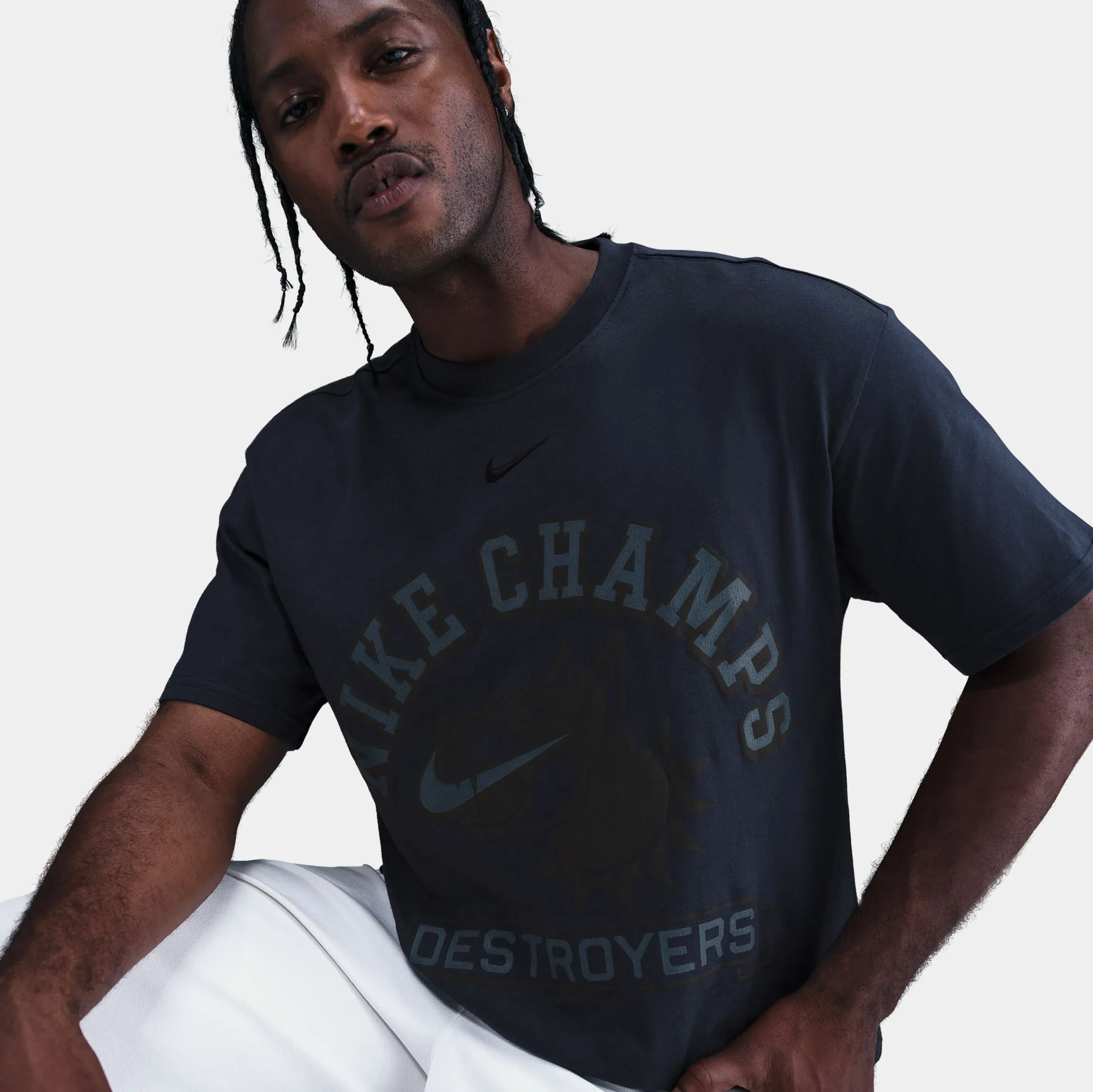 NSW Champs Graphic Mens Short Sleeve Shirt (Navy/Black) Comfy Casual Wear Travel Friendly