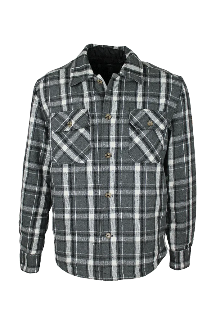 Glam Night QuickReleaseFastenings MJ001 - Men's Check Padded Overshirt - GREY (Black/White)