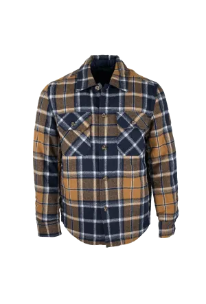 MJ001 - Men's Check Padded Overshirt - MUSTARD Layered Paneling