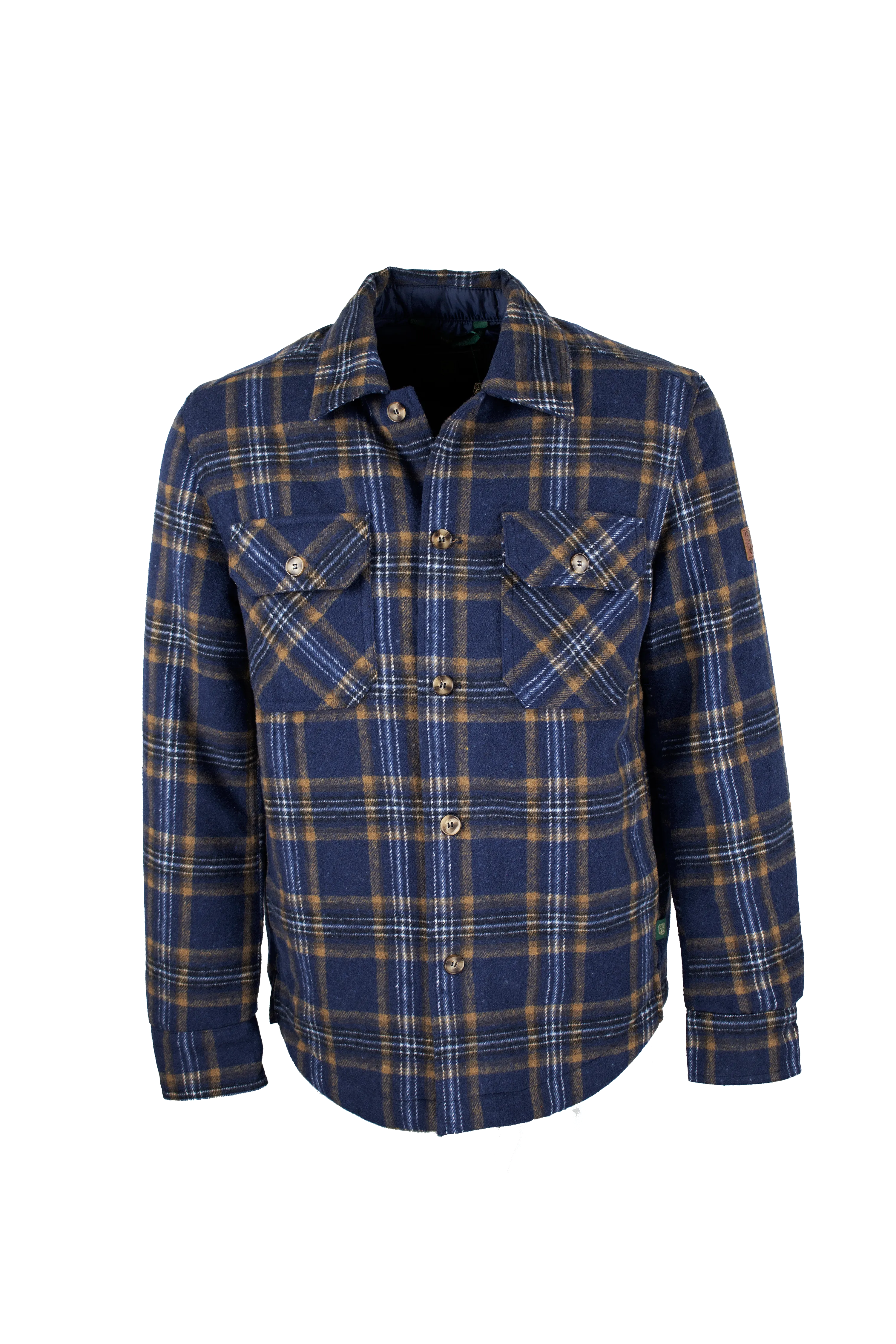 FadeResistantDye MJ001 - Men's Check Padded Overshirt - NAVY