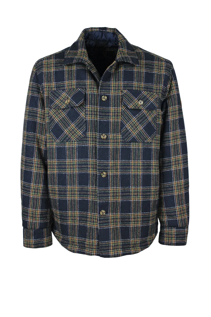MJ001 - Men's Check Padded Overshirt - NAVY/GREEN Smile Ease Cool Edge