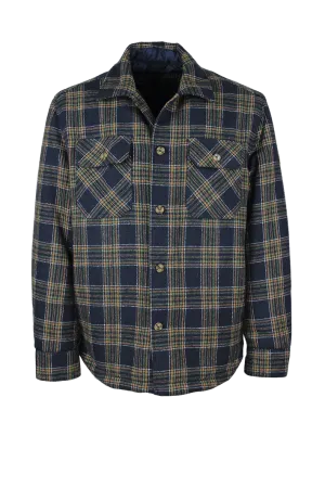 MJ001 - Men's Check Padded Overshirt - NAVY/GREEN Icon Glow SustainableCertified