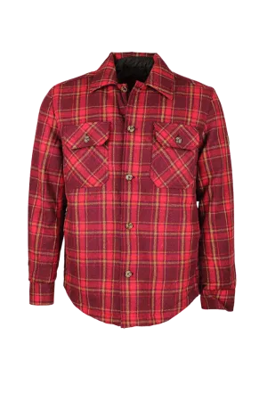MJ001 - Men's Check Padded Overshirt - RED Outdoor Jacket