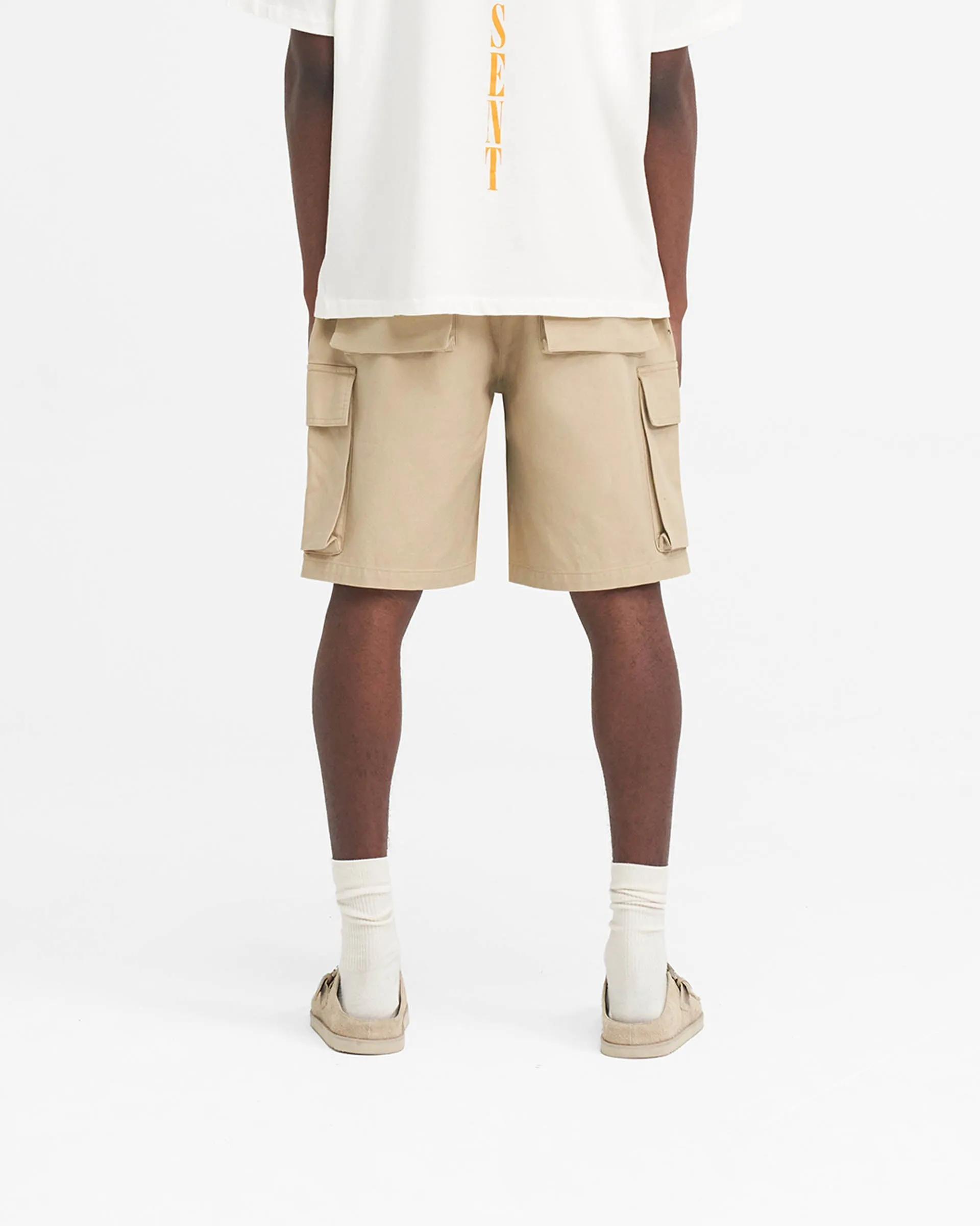 Baggy Cotton Cargo Short - Sandstone comfortable attire Low Maintenance Fabric