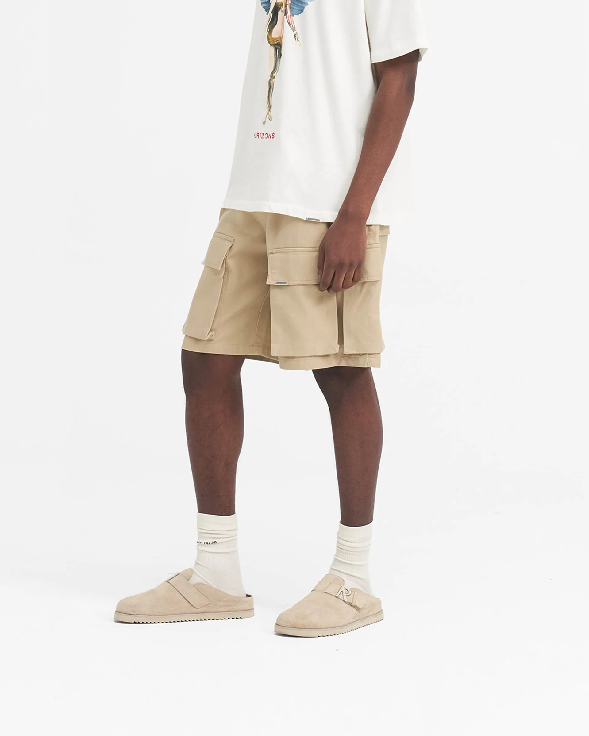 Baggy Cotton Cargo Short - Sandstone QuickDryTechnology