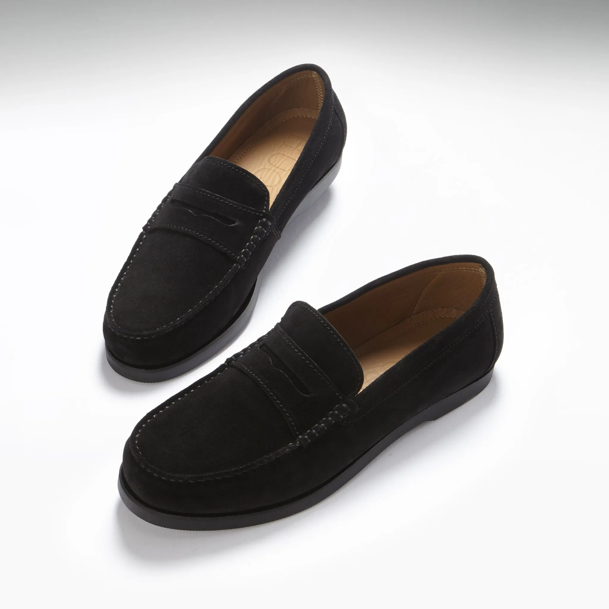 Work Friendly Boat Loafers, black suede