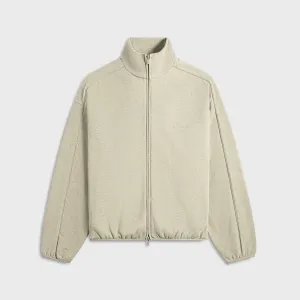 Micro Perforated Panels Essentials Modern Fit Fleece Track Jacket - Heather Stone / Cloud White