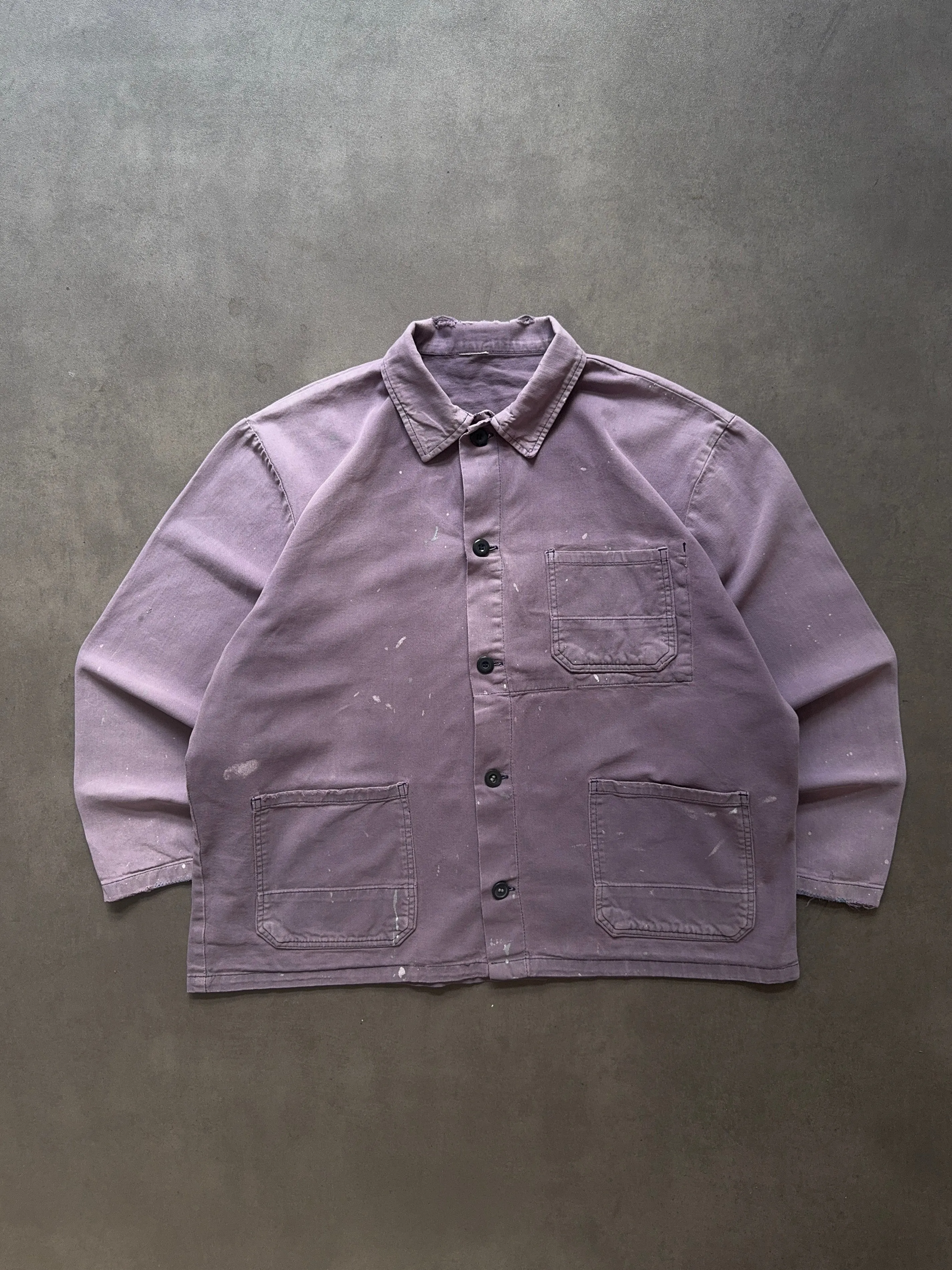 1960s French Shirt (L) Structured Collar Double Needle Hemming