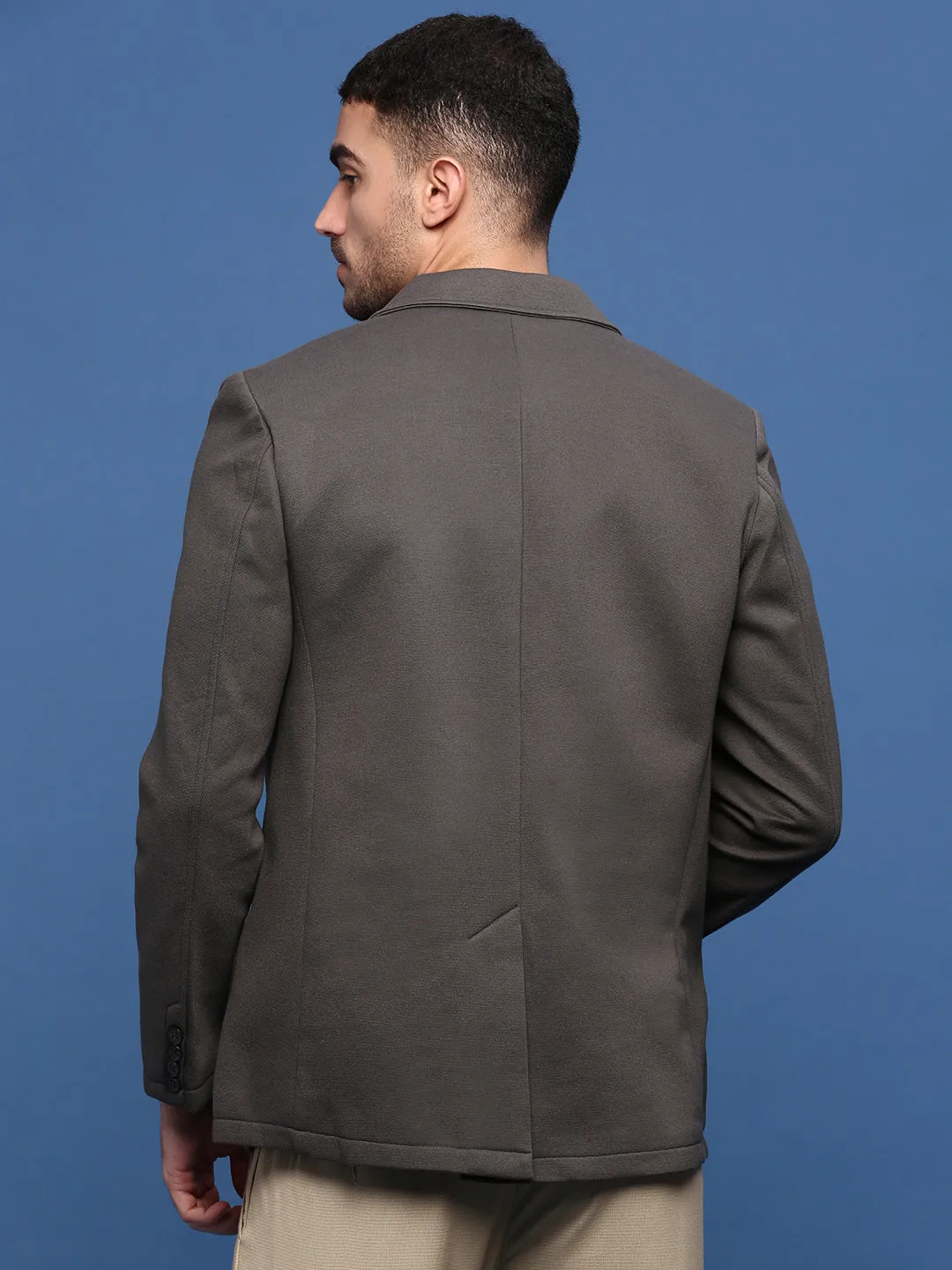 Formal Use Men's Charcoal Single Breasted Slim Fit Blazer