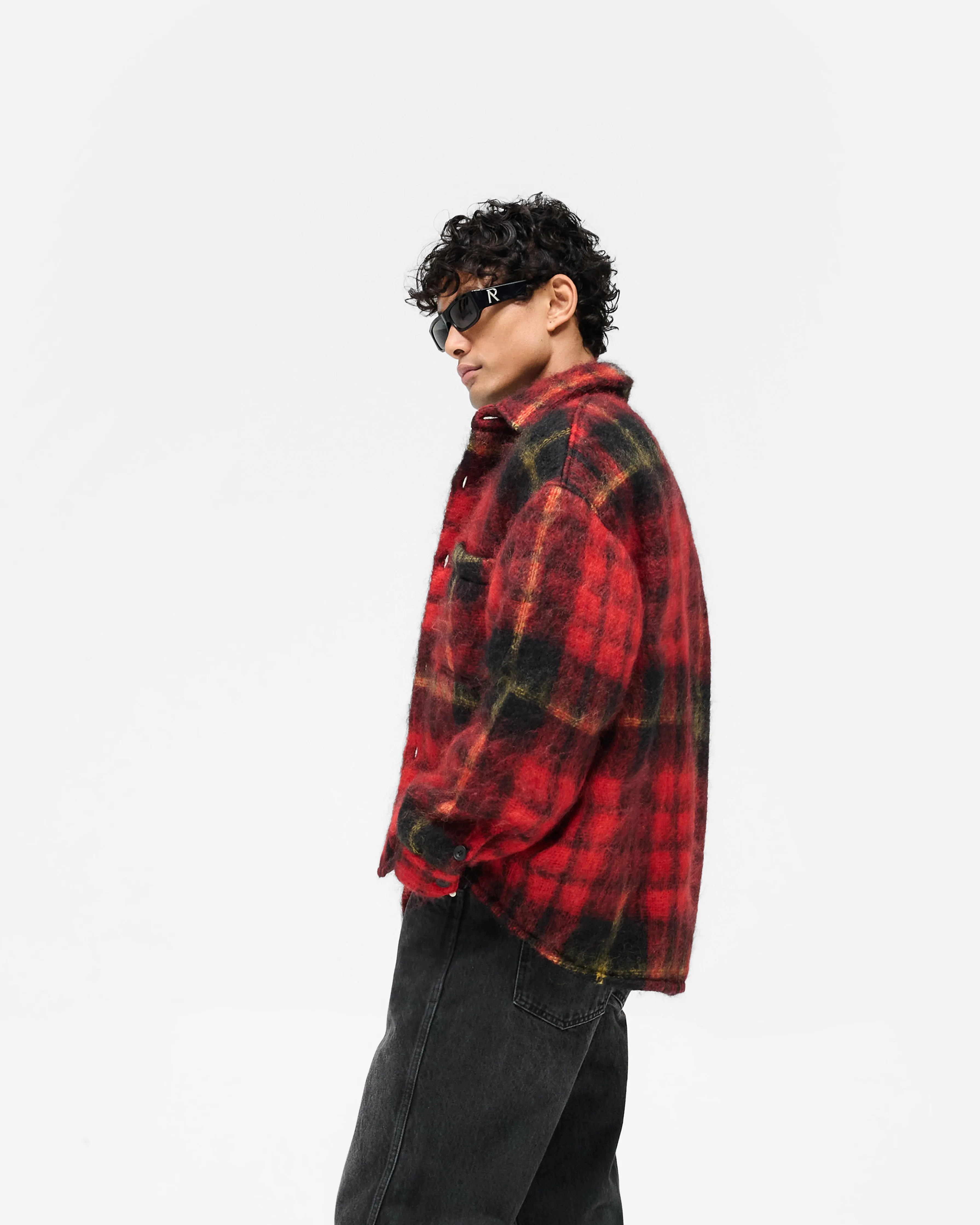 Mohair Overshirt - Red Check Midweight Textile
