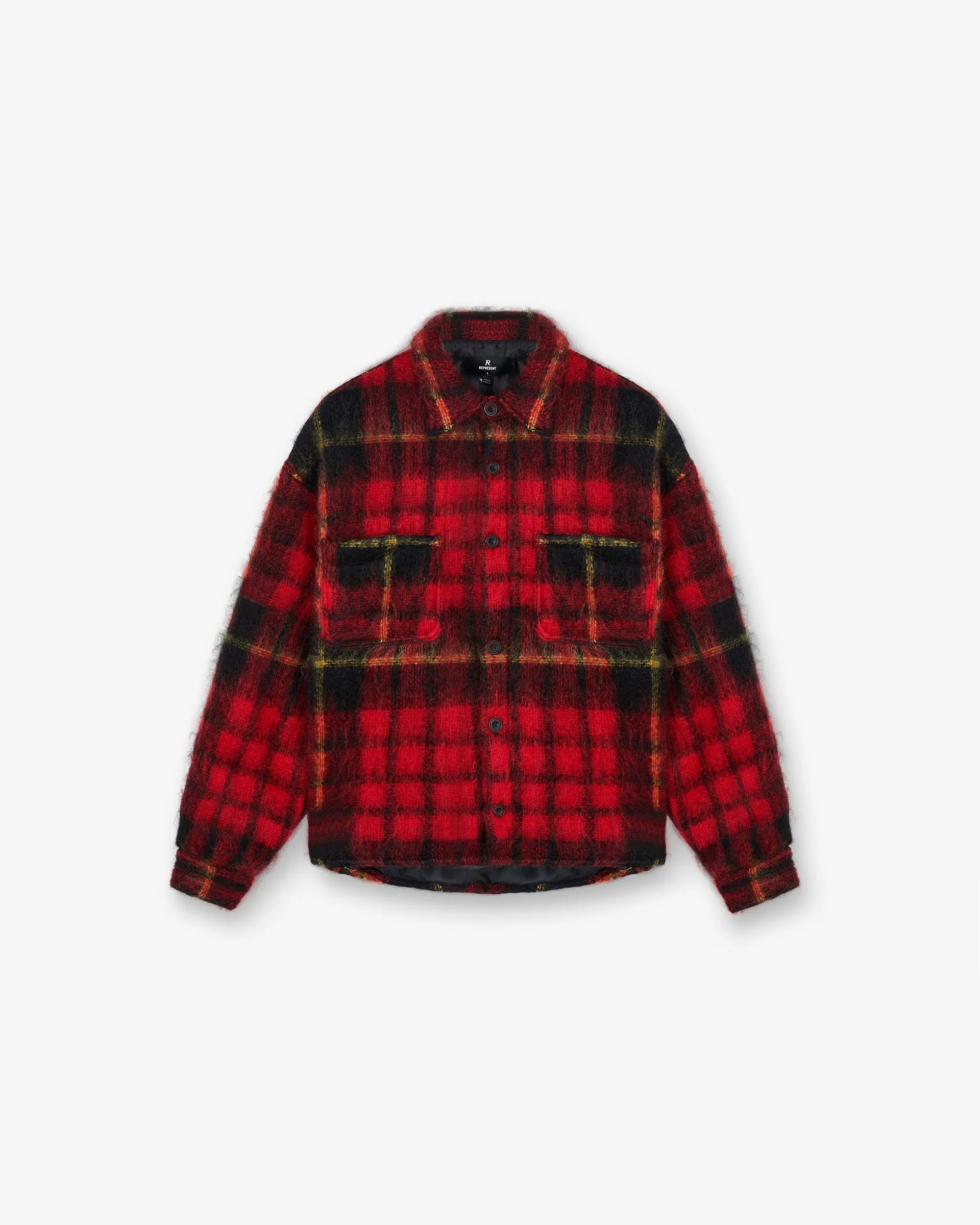 Tailored Cut Breathable Style Mohair Overshirt - Red Check