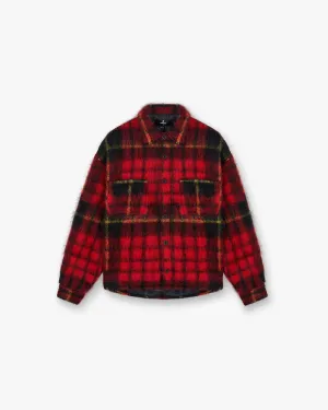 Tailored Cut Breathable Style Mohair Overshirt - Red Check