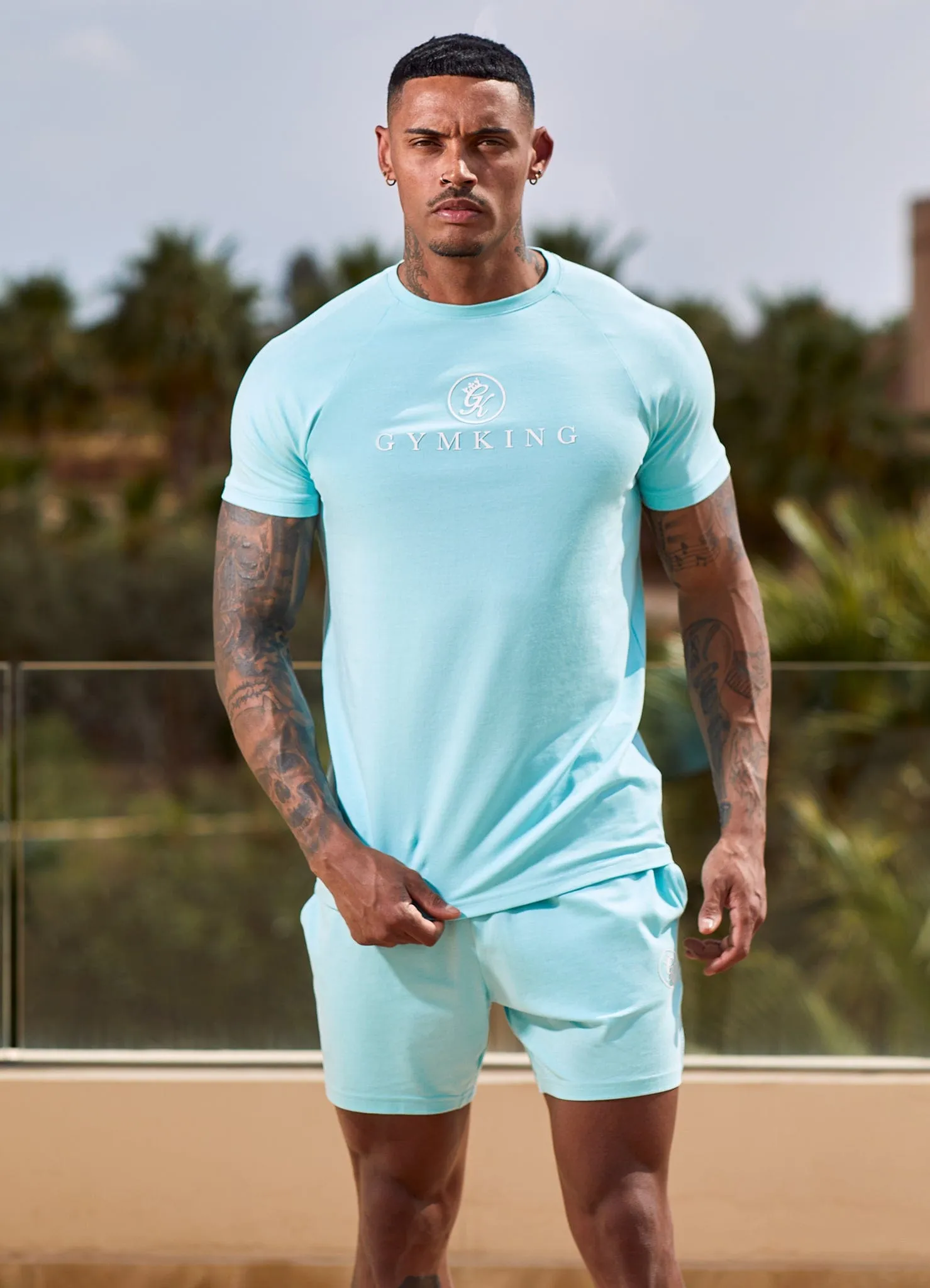 Fun and Relaxed Soft and breathable Gym King Pro Jersey Tee - Aqua Sky
