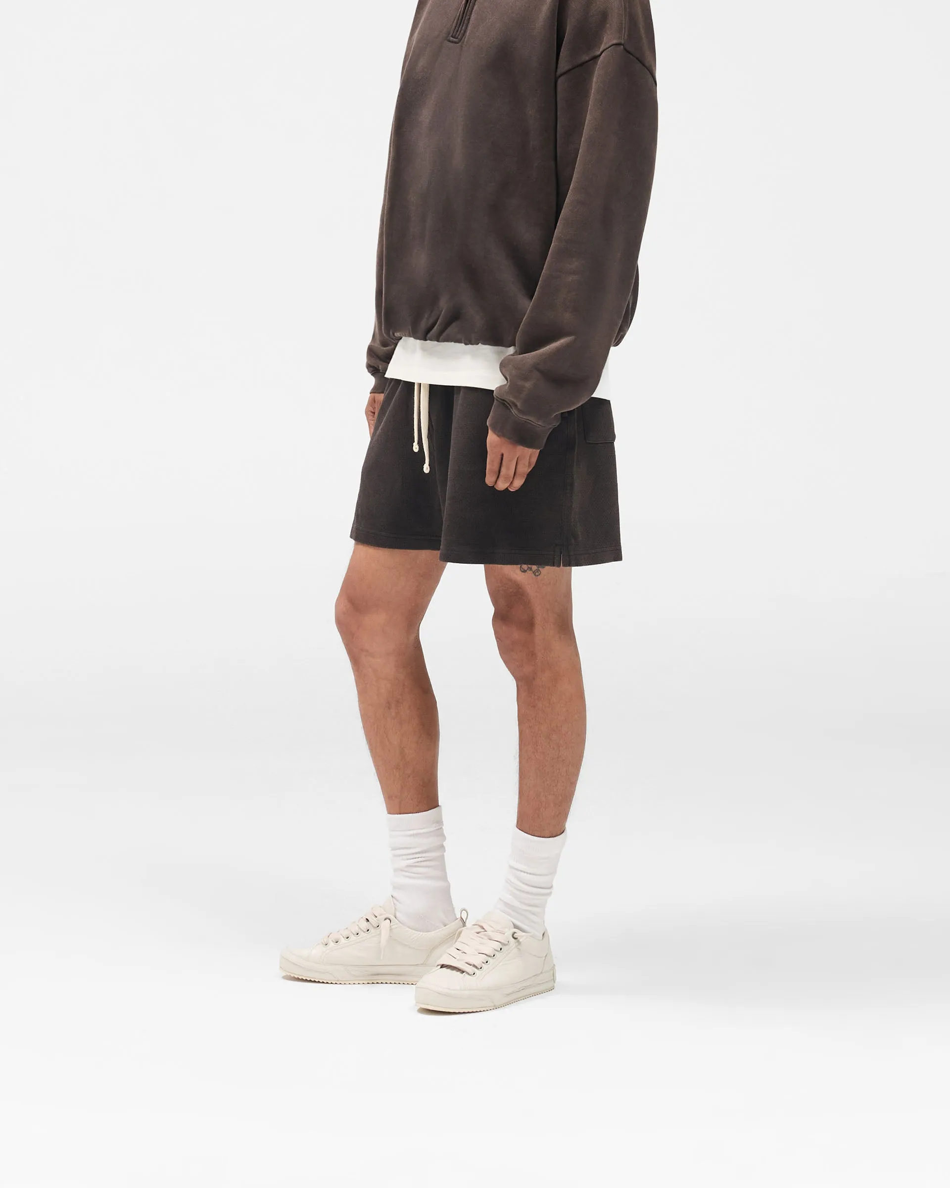 Initial Mesh Shorts - Coffee Polyester fabric