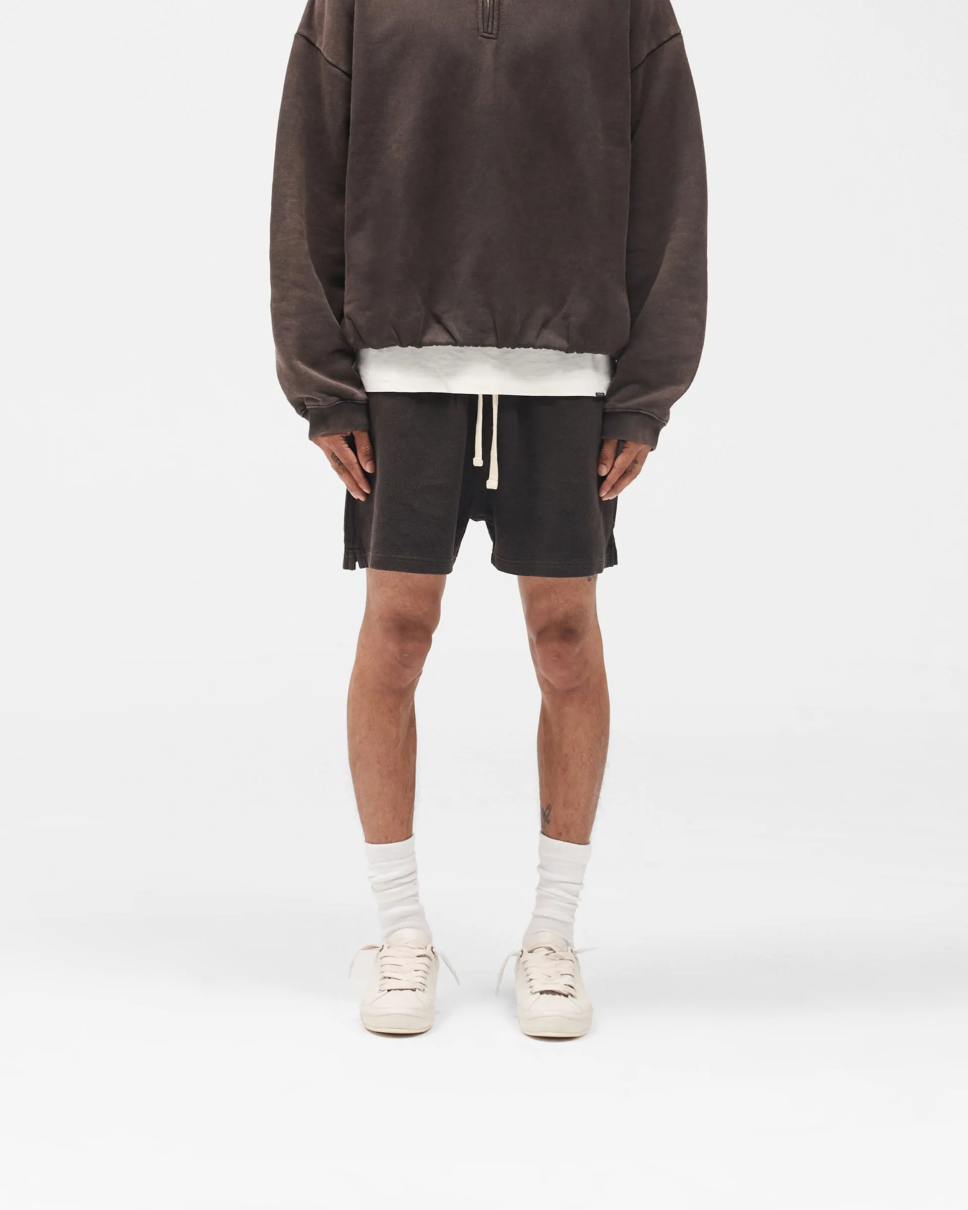 Versatile Fit Initial Mesh Shorts - Coffee