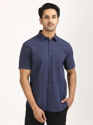 Trendy Fashion Men Solid Half Sleeve Cotton Stretch Shirt