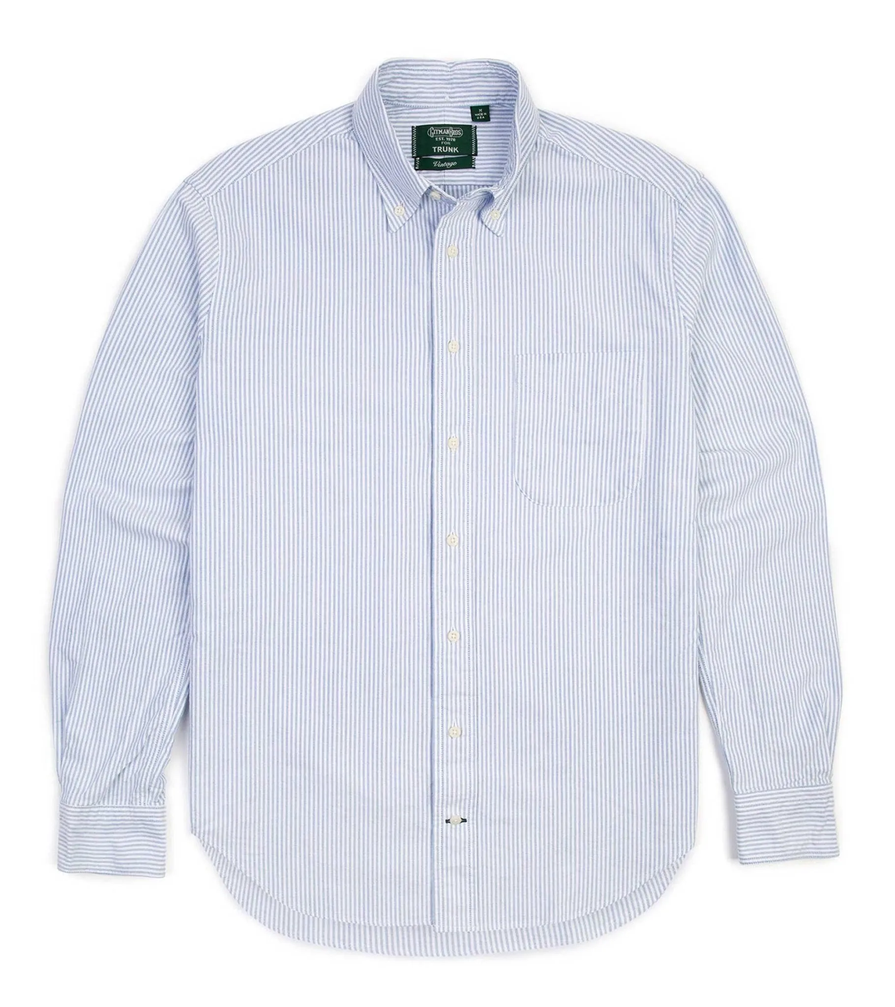 High-End Fabric Layering Essential Gitman Vintage Oxford Shirt: Blue Stripe