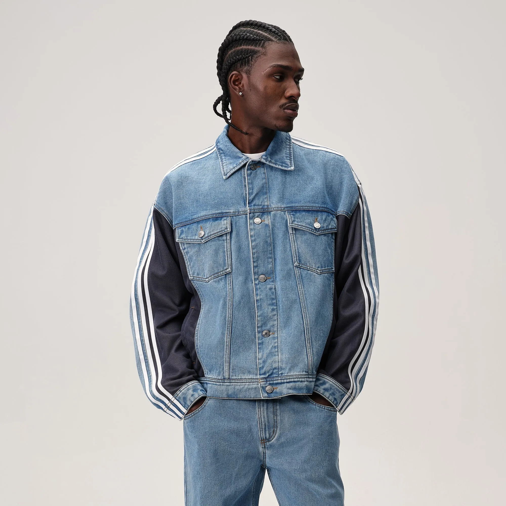 Reinforced Elbow Patches Kith for adidas Football Denim Jacket - Blue