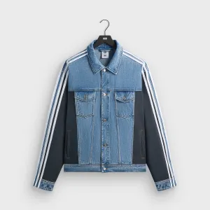 Kith for adidas Football Denim Jacket - Blue Flexible Articulated Elbows Puffer Design