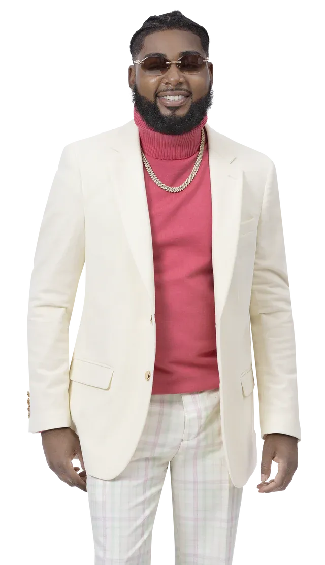 Kent & Park J134 Velvet Slim Fit Blazer Cream Quick Release Buckle Abrasion Resistant Edges