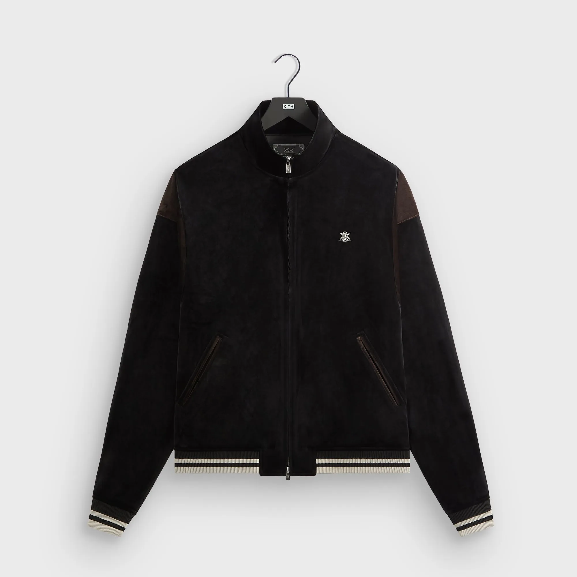 City Walking Style Modern Utility Kith Velvet Rui Track Jacket - Black