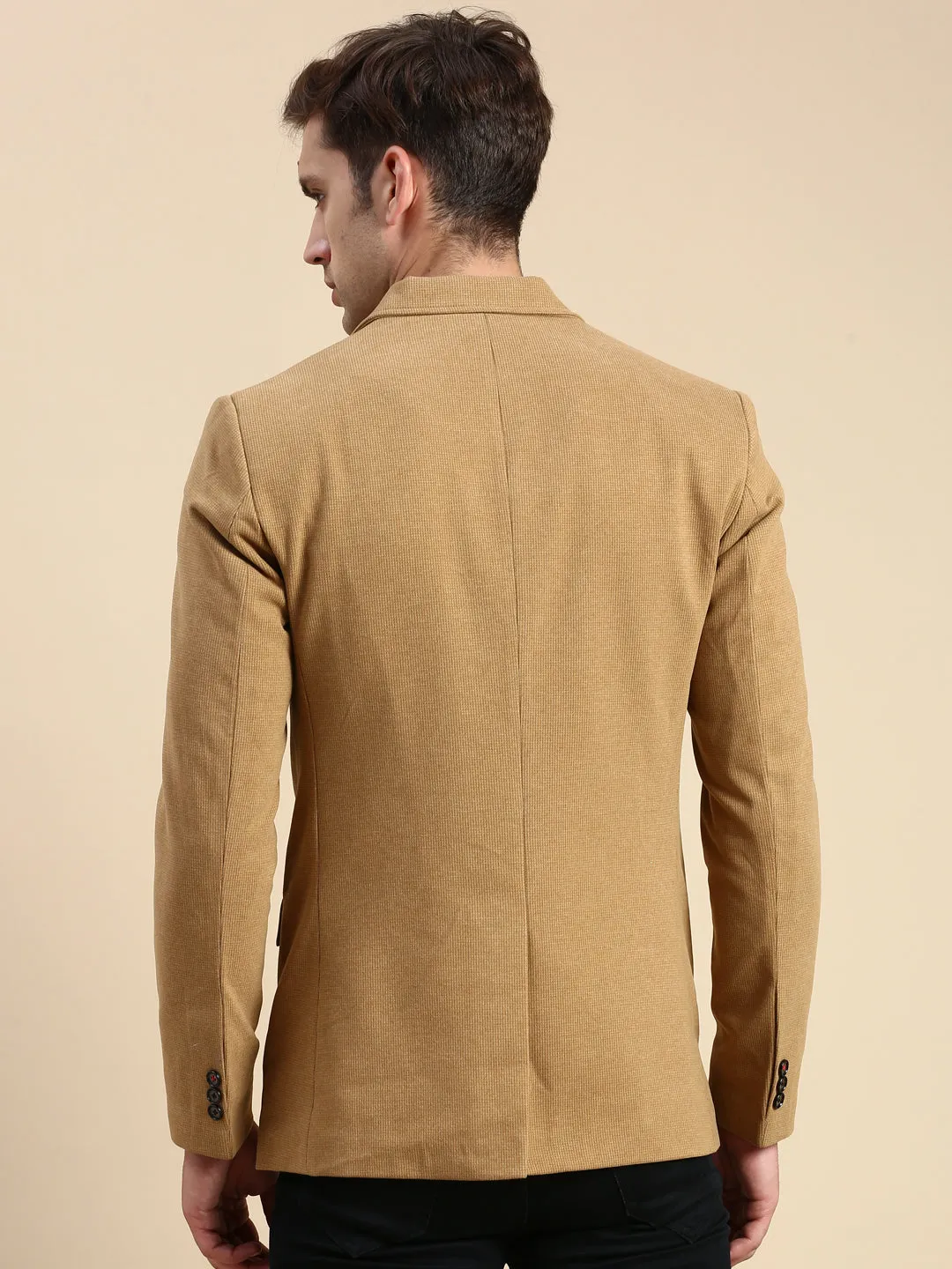 BondedSeams Men's Khaki Slim-Fit Single Breasted Blazer