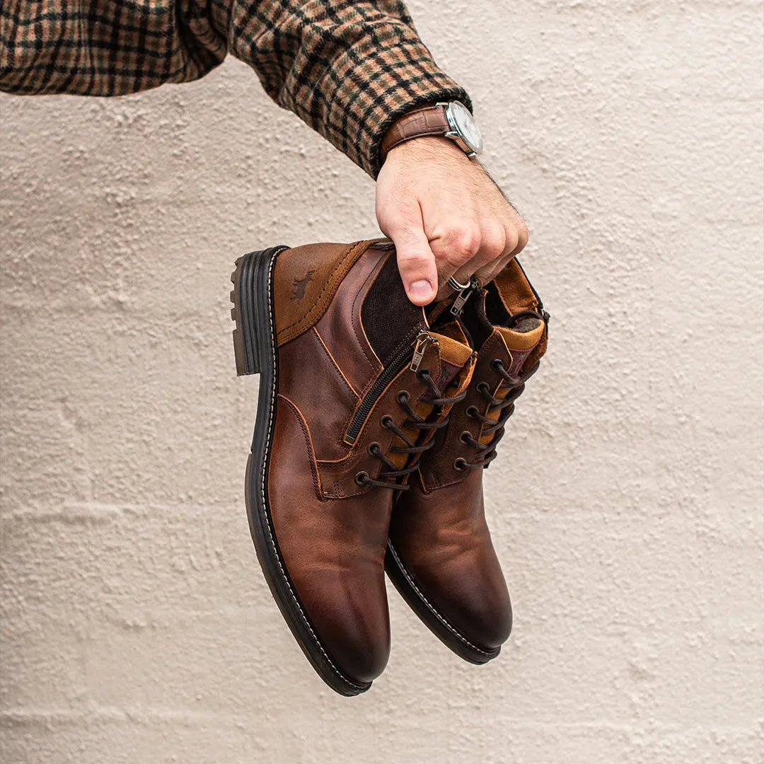 Low Rise Nash Lace Up Boots Cognac