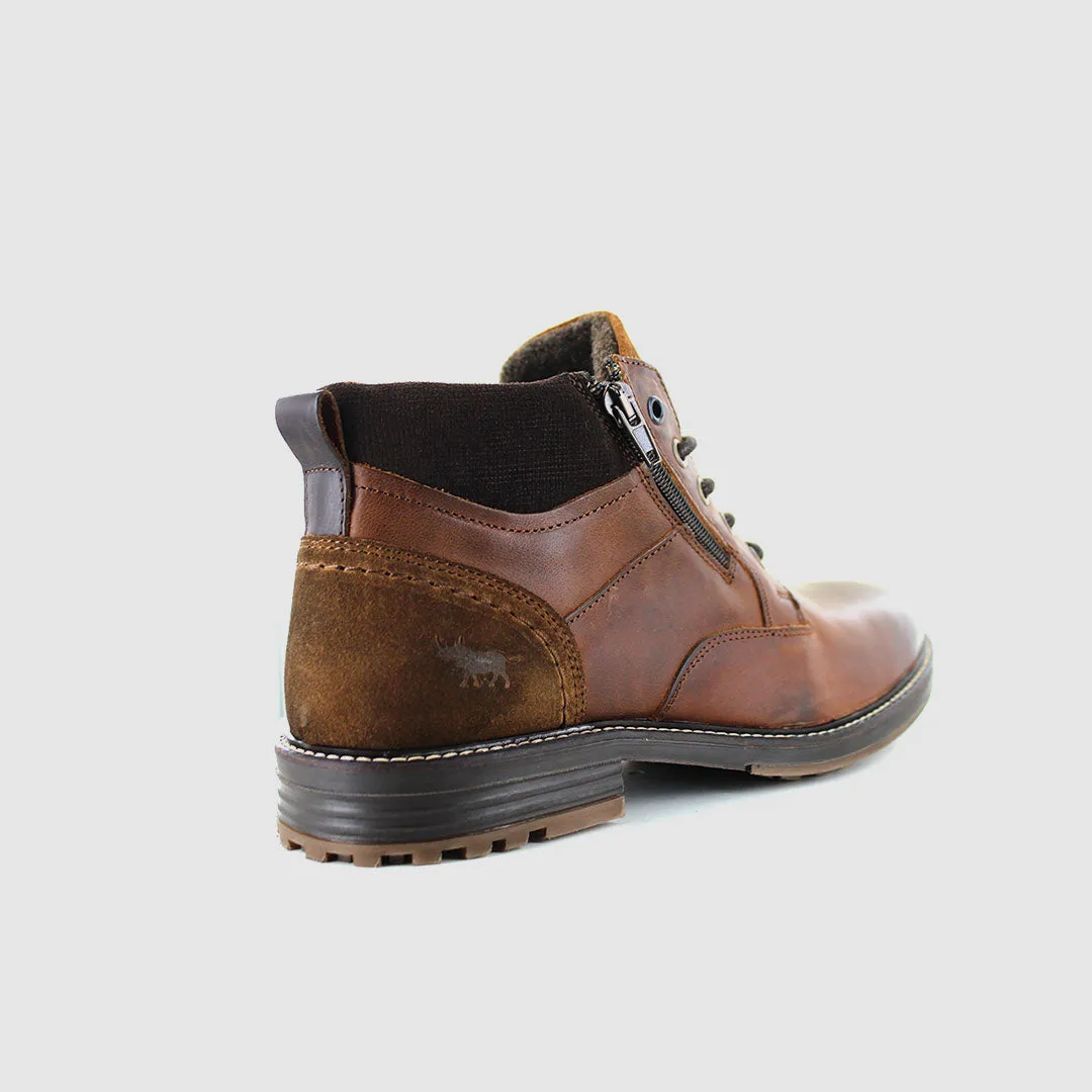 Mesh Lining Clean Cut Nash Lace Up Boots Cognac