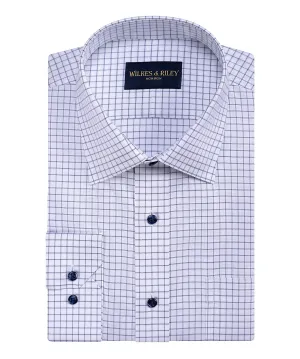 Chill Layer Navy Twill Triple Check Spread Collar Non-Iron Dress Shirt