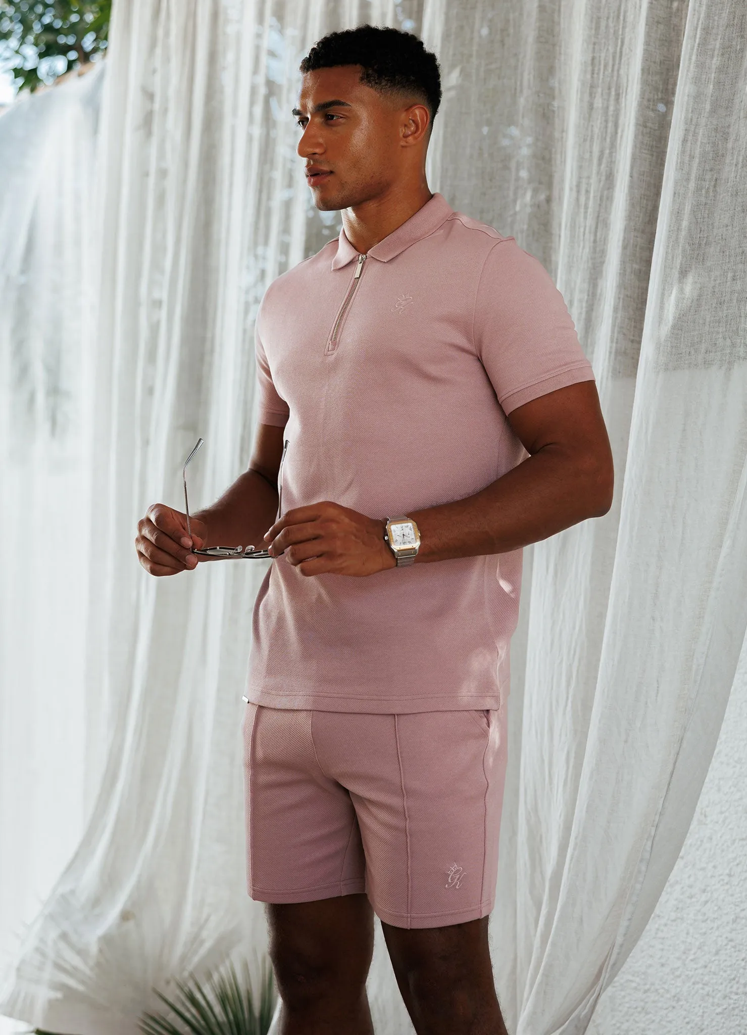 Gym King Portals Texture Polo - Dusky Pink Daily Casual