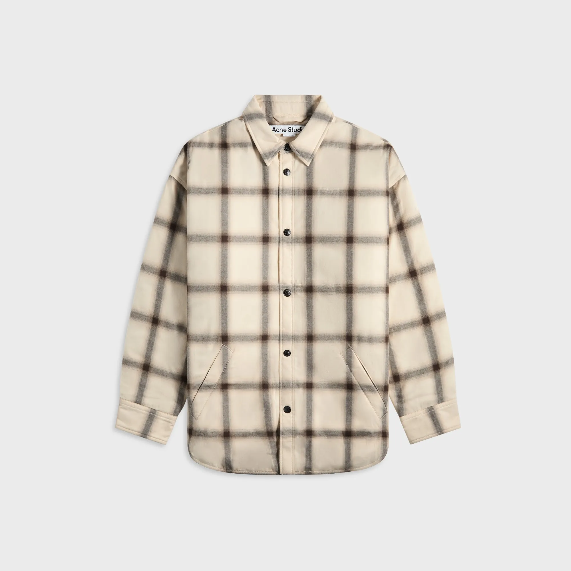 Quick Release Buckle Puffer Design Acne Studios Flannel Button-Up Shirt - Beige / Multi