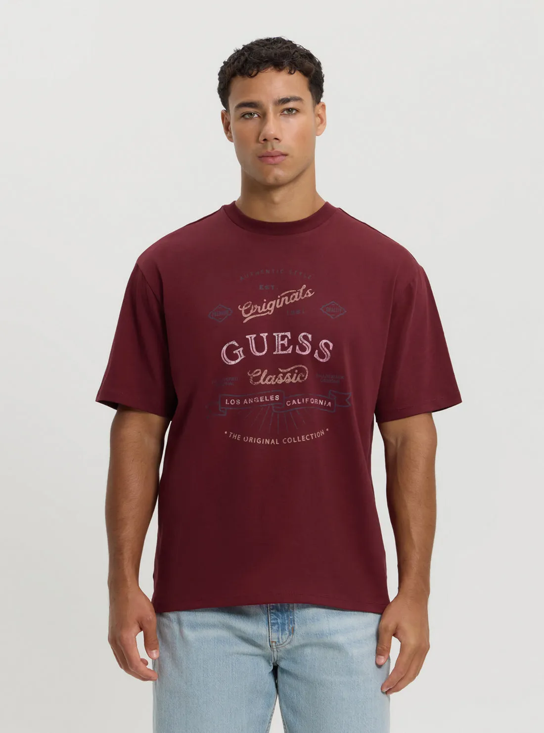 Guess Originals Red Script T-Shirt Slim fit clothing NeutralTonesCollection