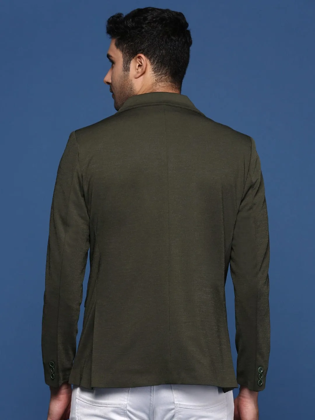 Men's Green Slim Fit Single Breasted Casual Blazer Eco Friendly Coatings Wind Chill Protection