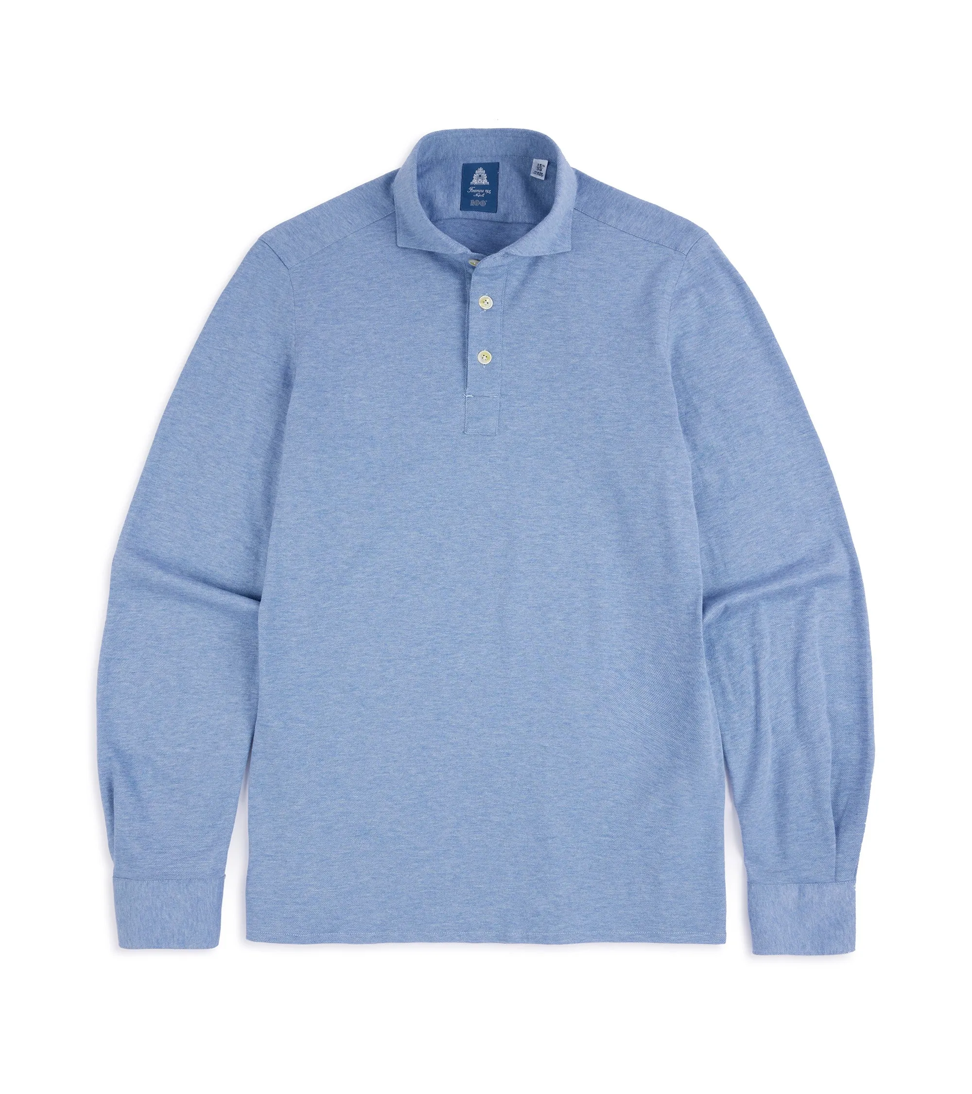 Finamore Orlando Cotton Cashmere Polo Shirt: Blue Statement Maker Relaxed Comfort