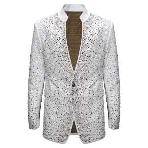 Mesh Lining Anti Glare Trim Culture Couture Embellished Blazer ?C Red Carpet Edition WHITE/GOLD