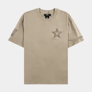 Stretch Fit Design Soft and durable Dallas Cowboys Neutral Mens Short Sleeve Shirt (Beige)
