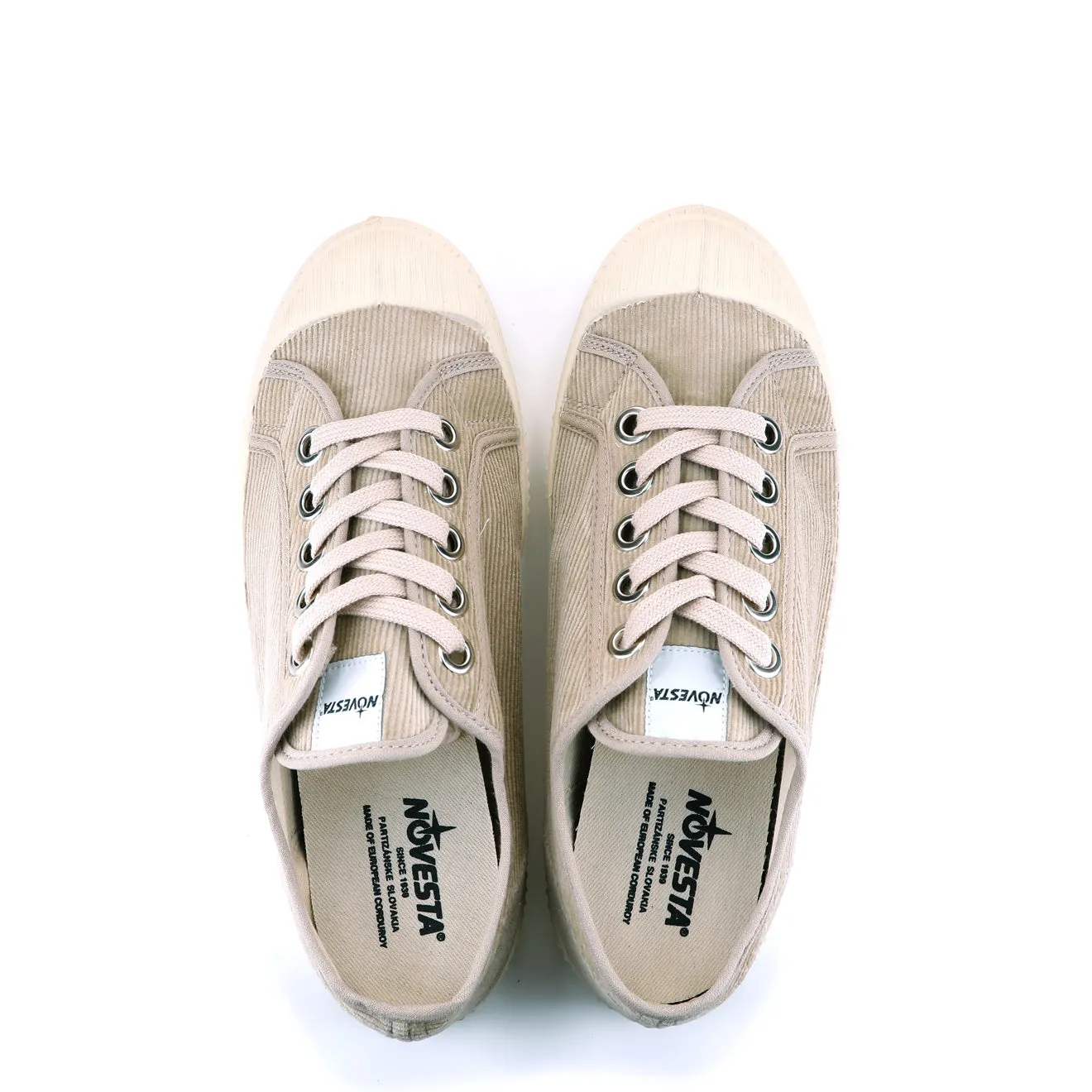 Stretchable Memory Foam Airport Travel Novesta Star Master Cord Sneaker Beige