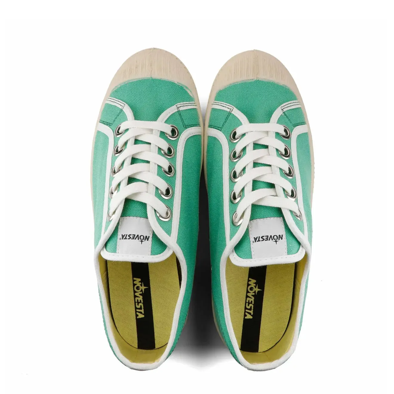 Park Step Novesta Womens Star Master Trainer Contrast Piping 50 Green 10 White / 106 Ecru
