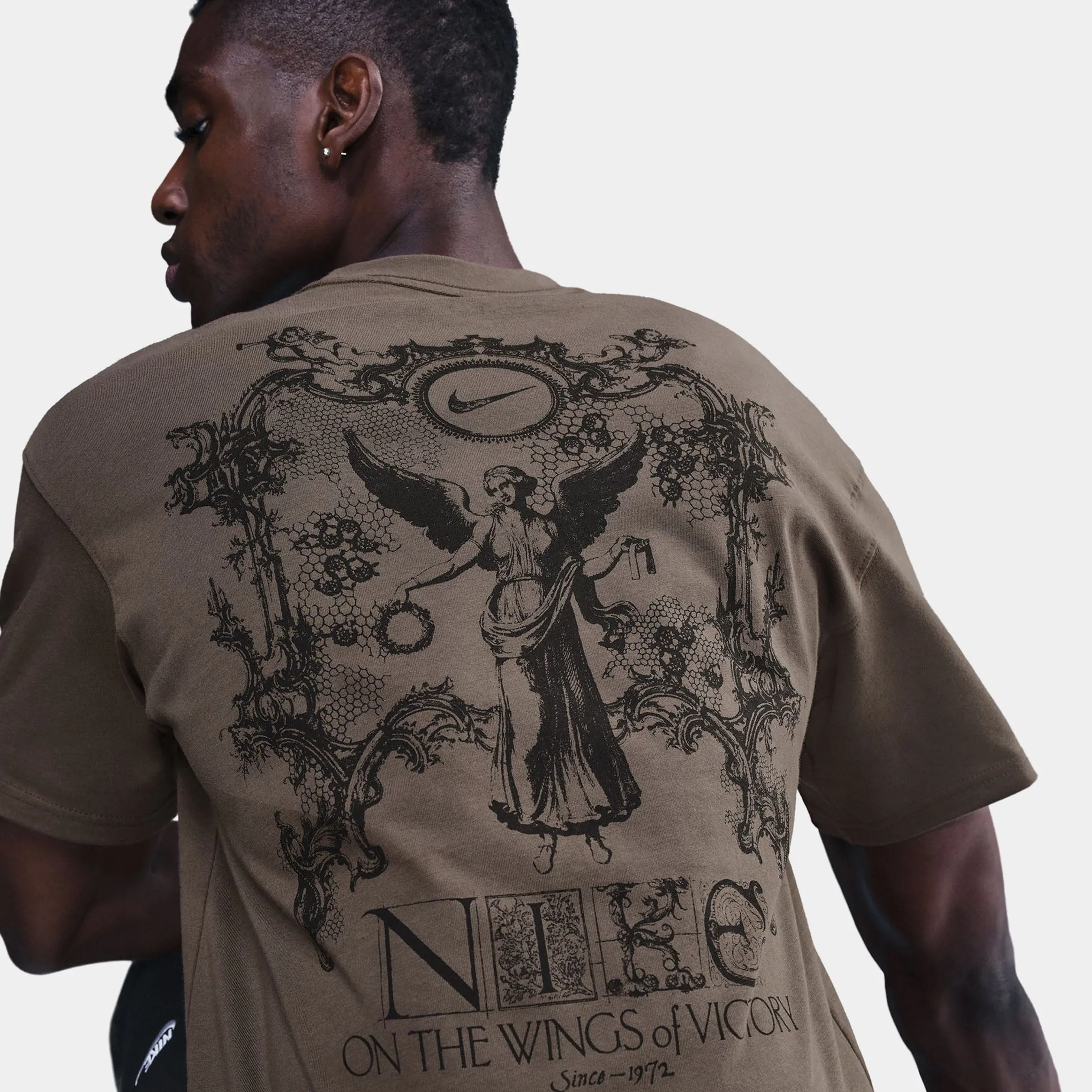 NSW Max 90 On The Wings Of Victory Mens Short Sleeve Shirt (Grey/Black) Layered Sleeve Construction