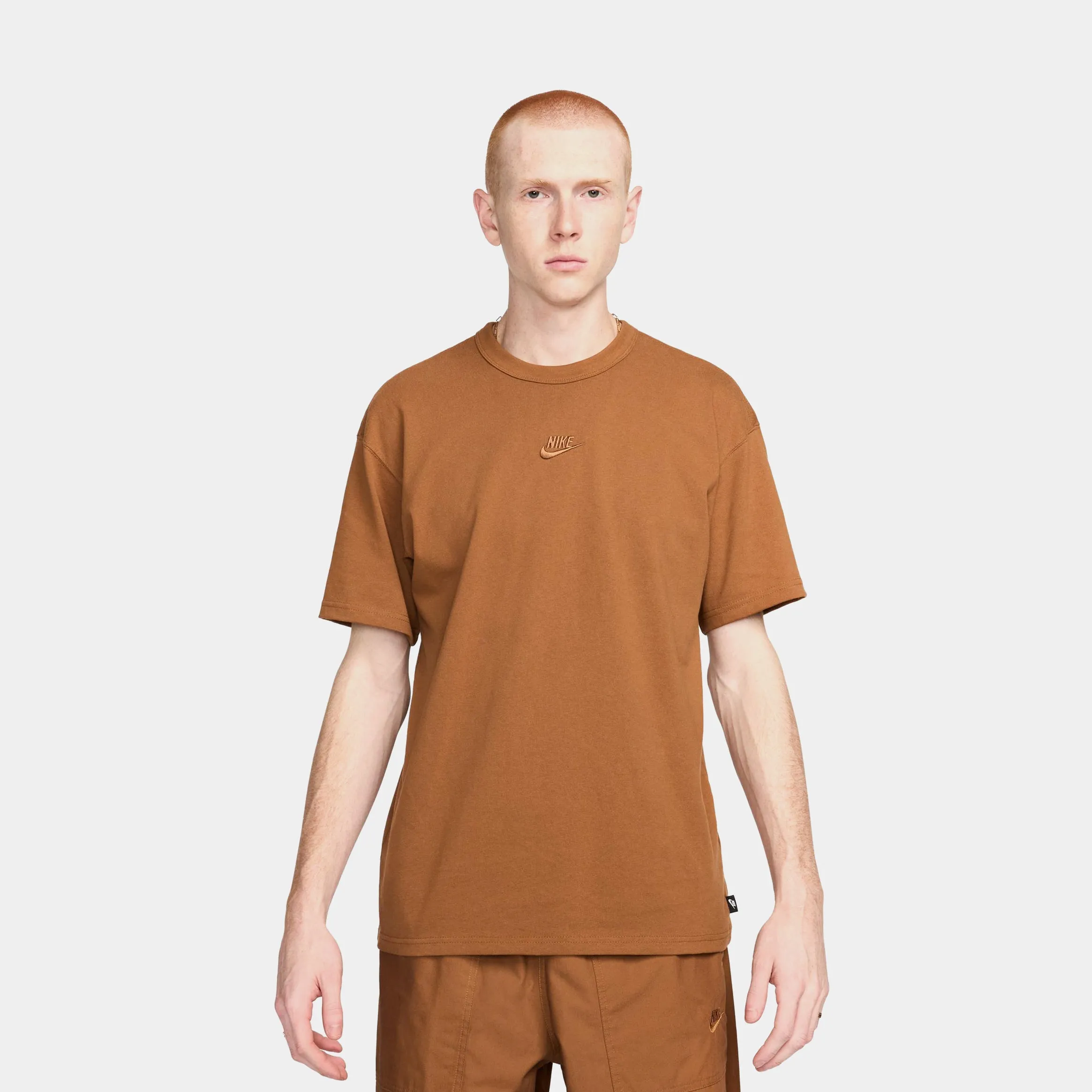 NSW Premium Essentials Mens Short Sleeve Shirt (Brown) Sleek Waistband