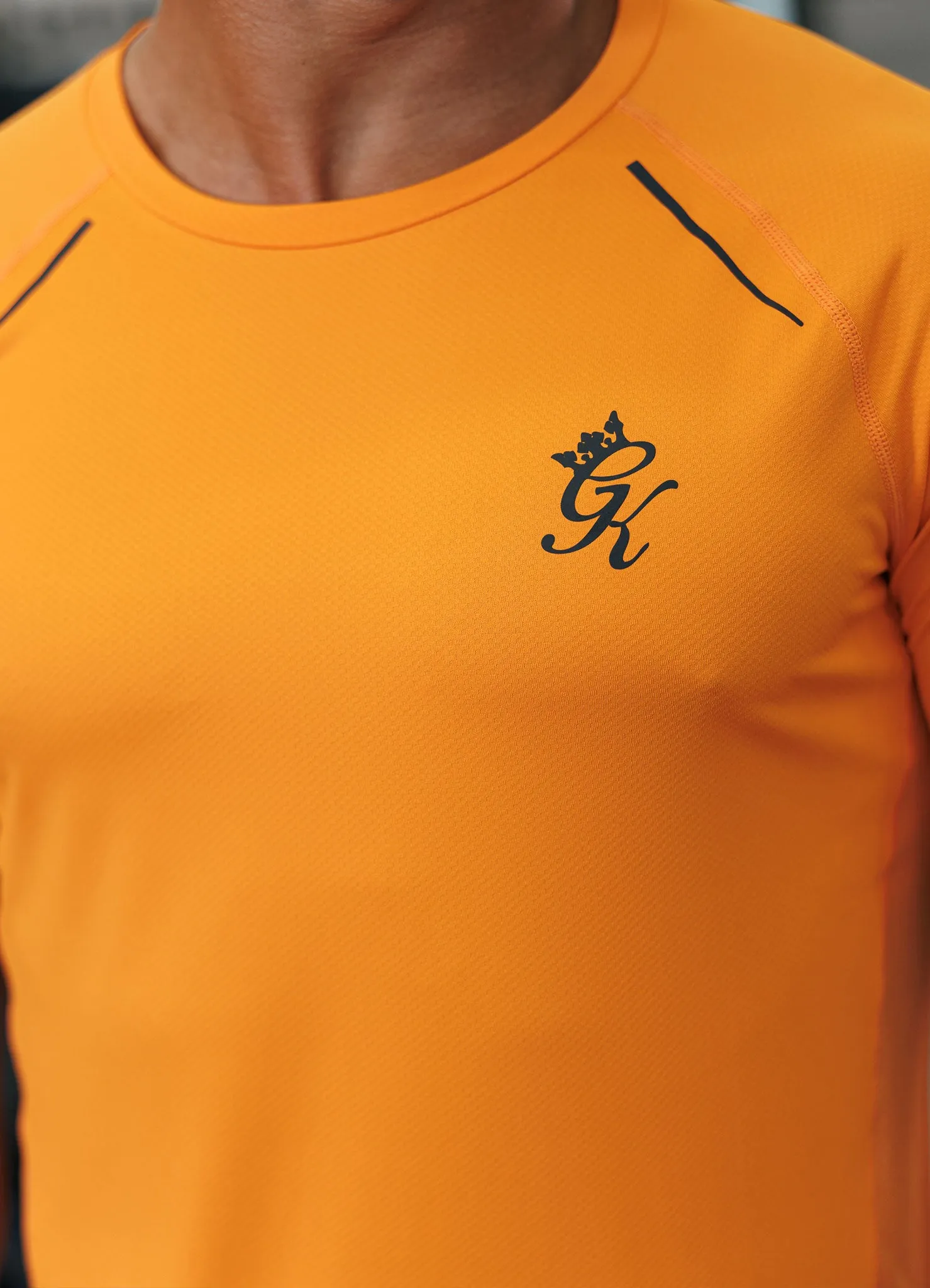 Taped Neckline Gym King Flex 2.0 Tee - Amber/Black