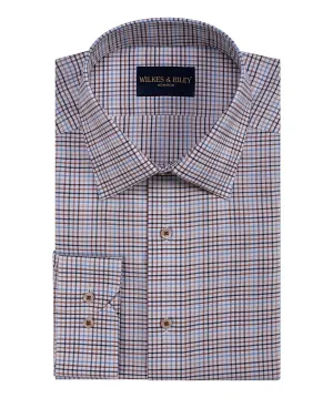 Spice Tattersall Spread Collar Non-Iron Dress Shirt Checkered Look Wrinkle-Free