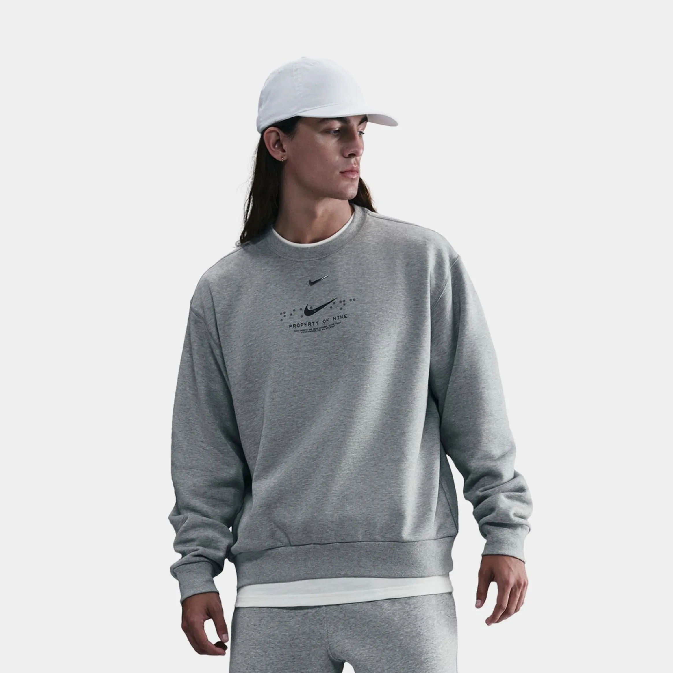 tall size NSW Property Of Nike Fleece Mens Crewneck (Grey/Black)