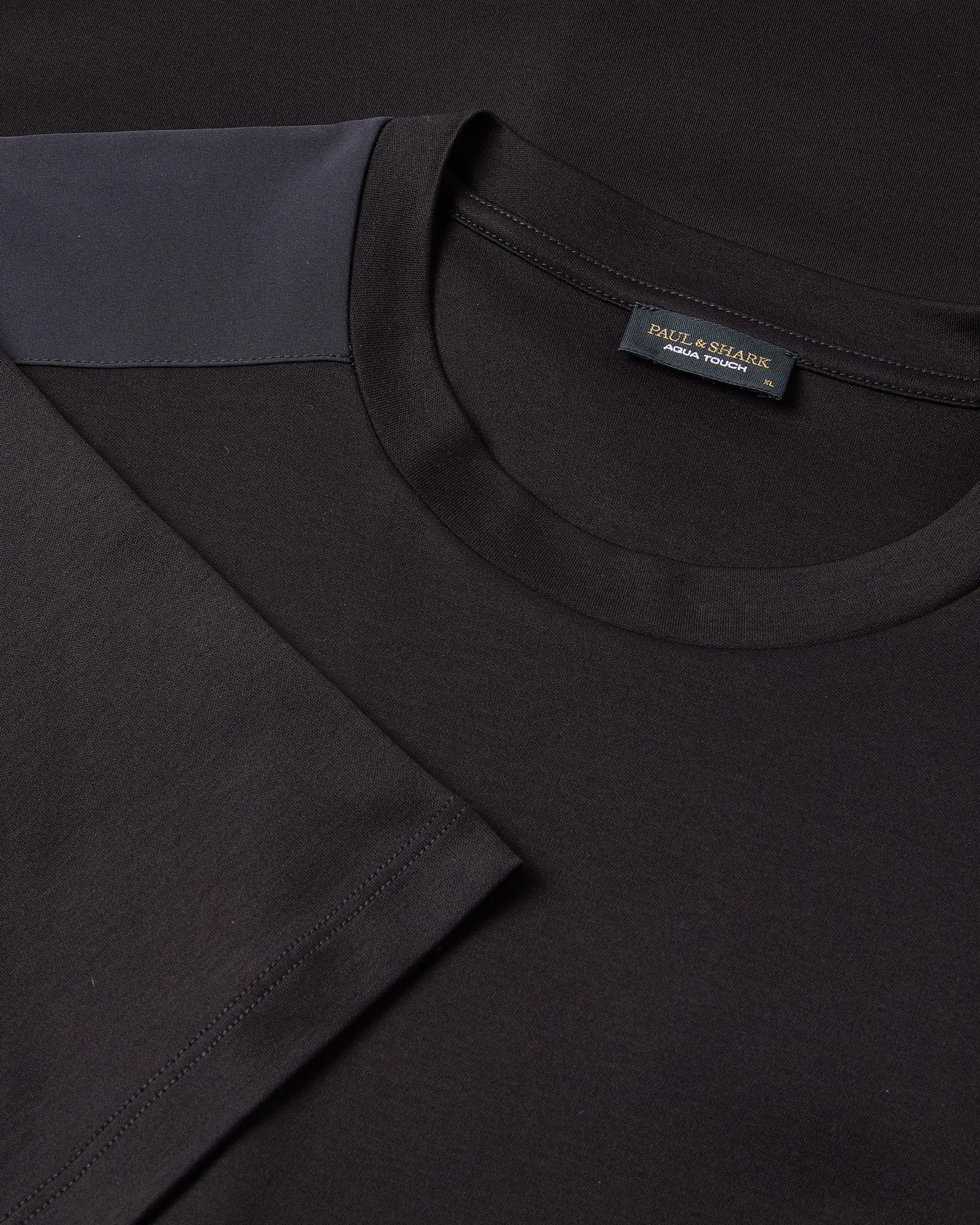 Paul & Shark Typhoon Re4x4 Aqua Touch Cotton T-shirt & Tech Shoulder Detail (BLACK) informal gathering Sleek Stretch Fit