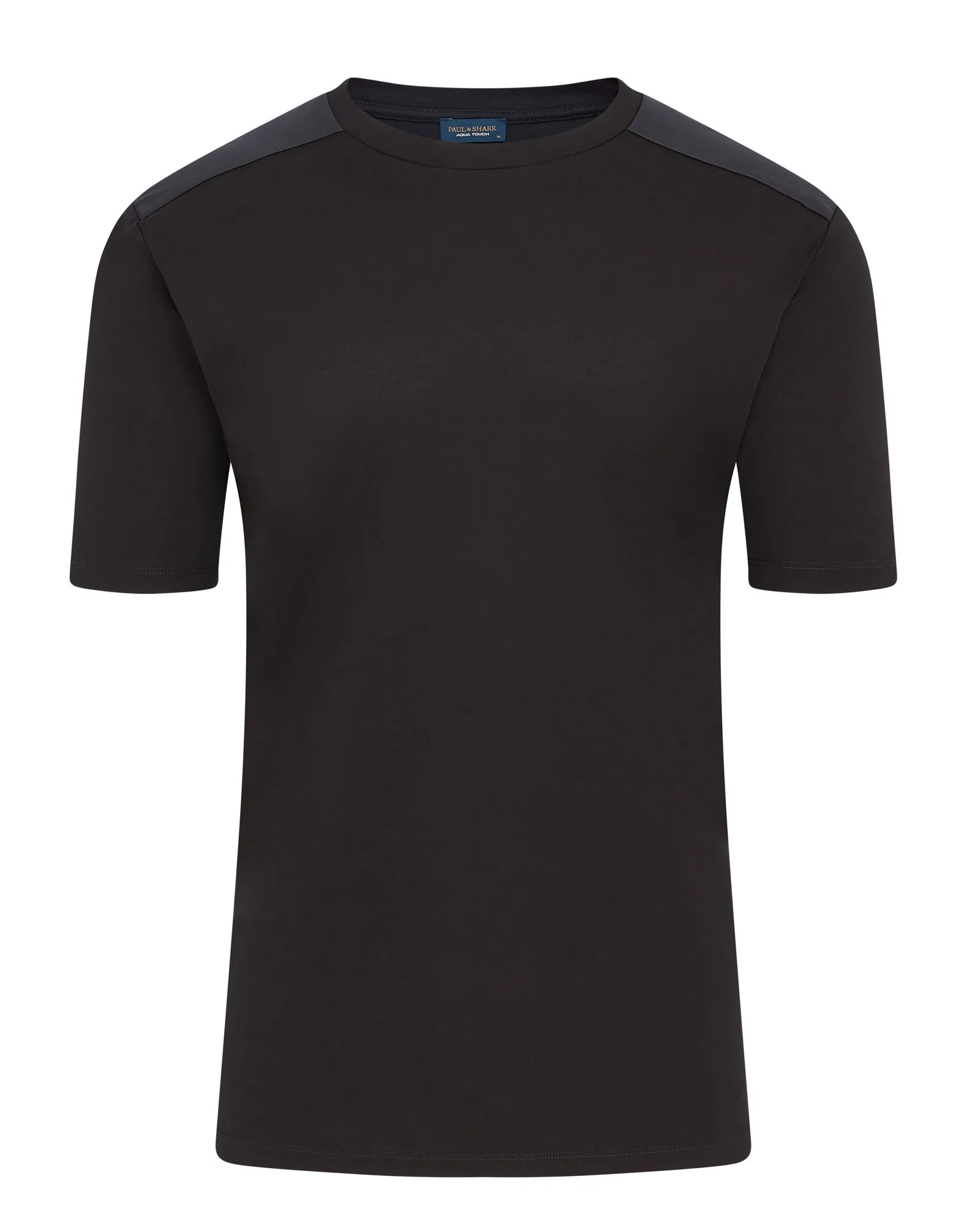 Paul & Shark Typhoon Re4x4 Aqua Touch Cotton T-shirt & Tech Shoulder Detail (BLACK) Urban Casual Look timeless
