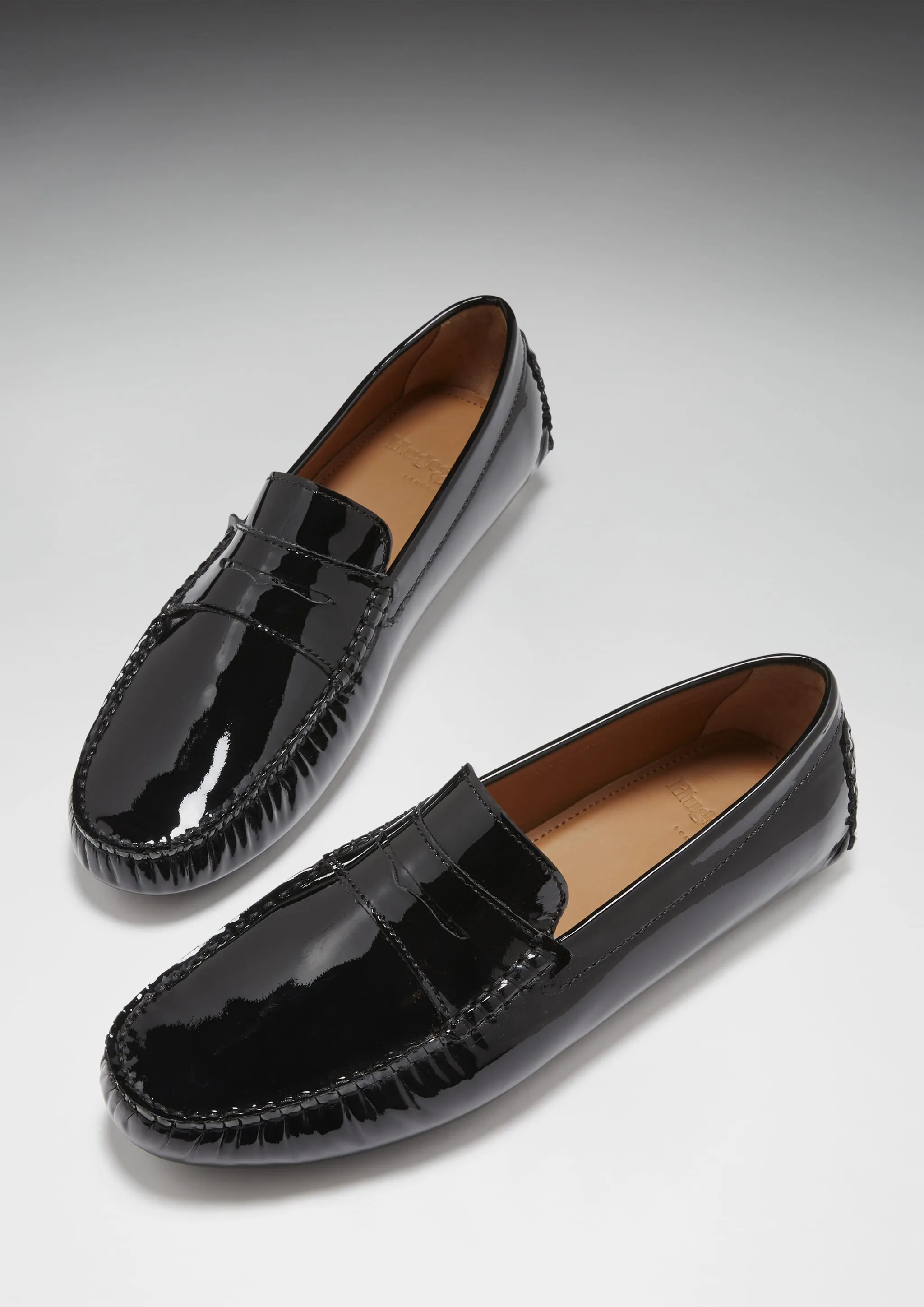 Penny Driving Loafers, black patent leather Foot Smooth