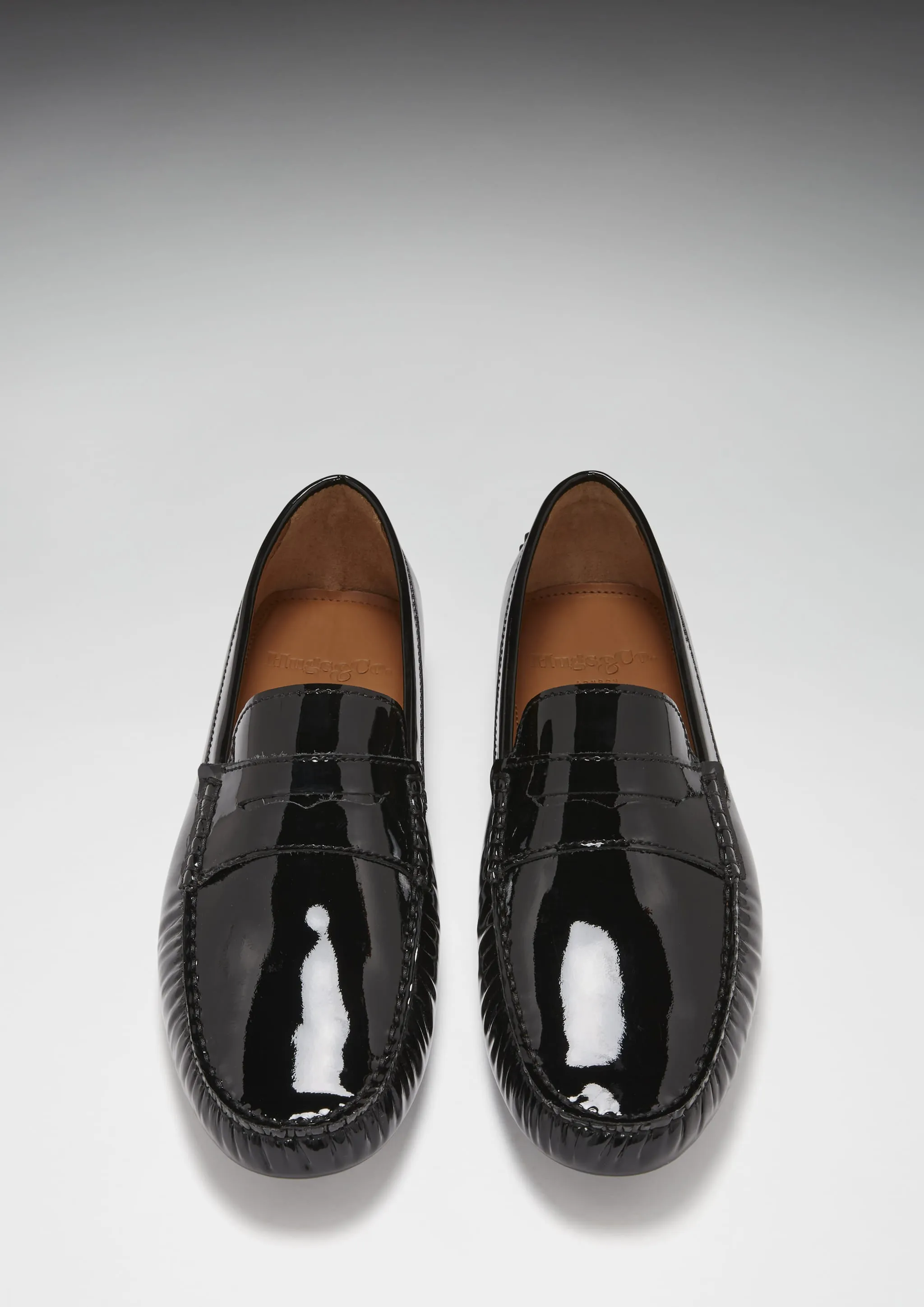 True Firm Comfortable Look Penny Driving Loafers, black patent leather