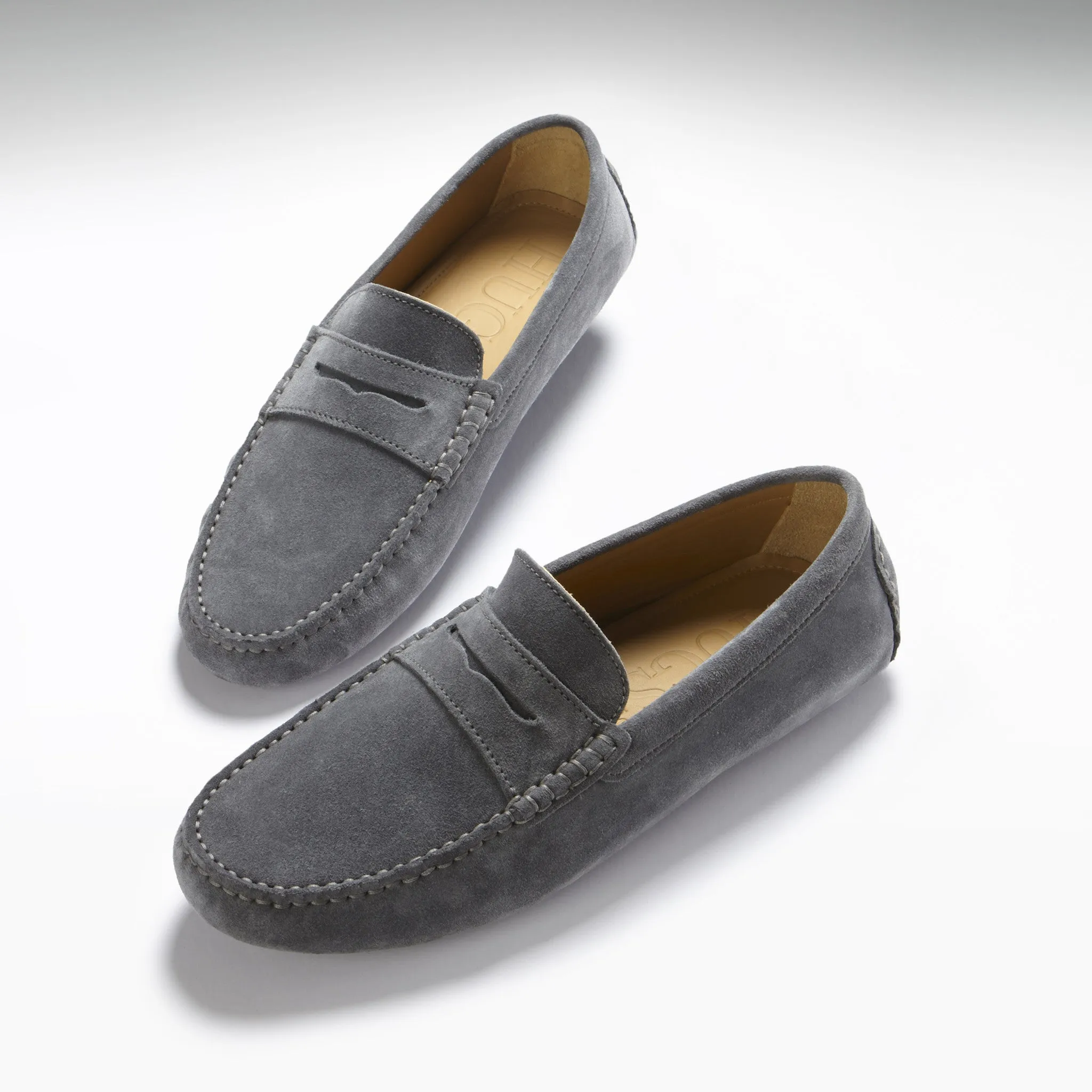 Penny Driving Loafers, slate grey suede Breathable