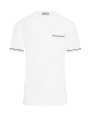 Recycled Polyester Thread Herno Short Sleeve Tri Trim Pocket T-shirt (White)